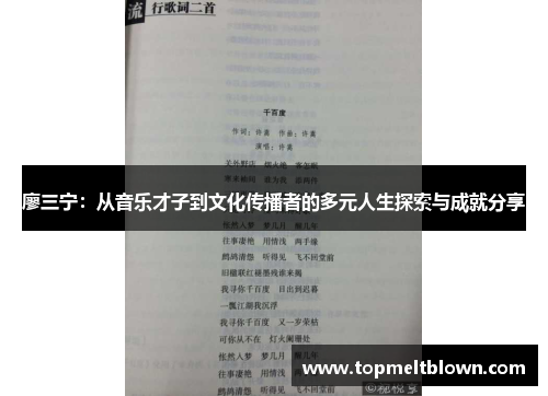 廖三宁：从音乐才子到文化传播者的多元人生探索与成就分享